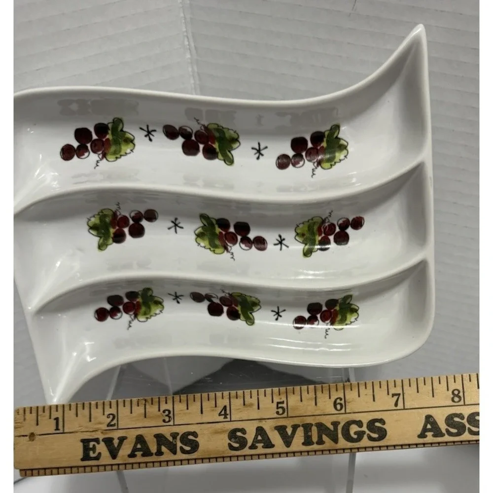 California Pantry Olive/Pickle Ceramic Serving Dish Divided Snack Appetizer 6x8